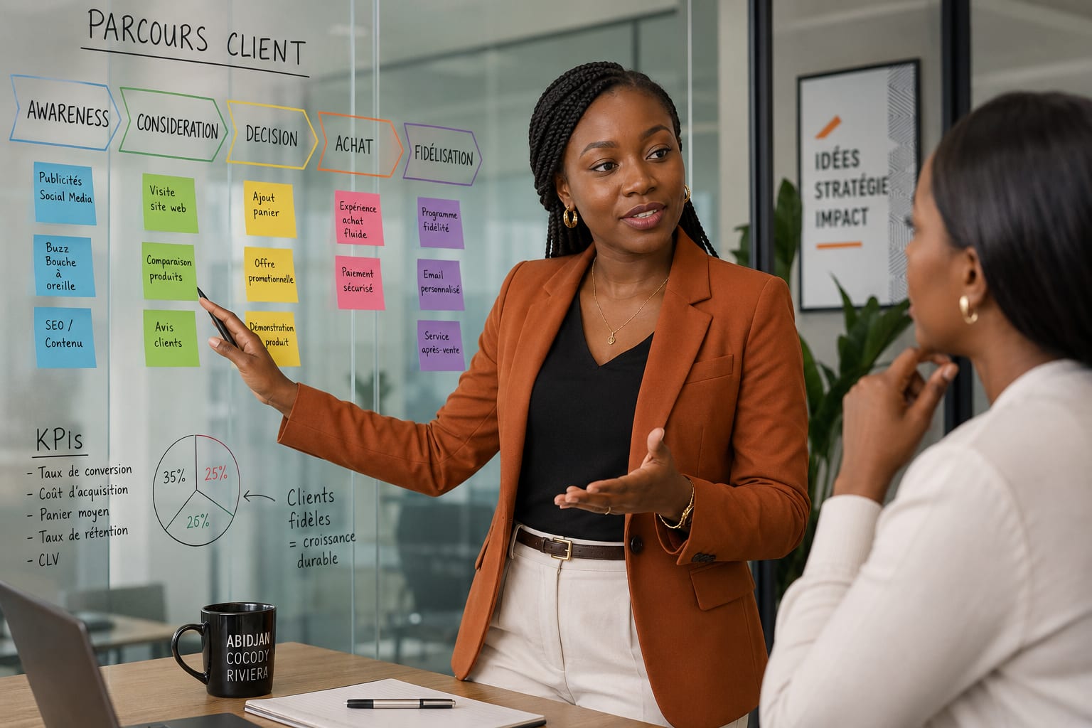Stratège inbound marketing à Abidjan analysant son tunnel d'acquisition